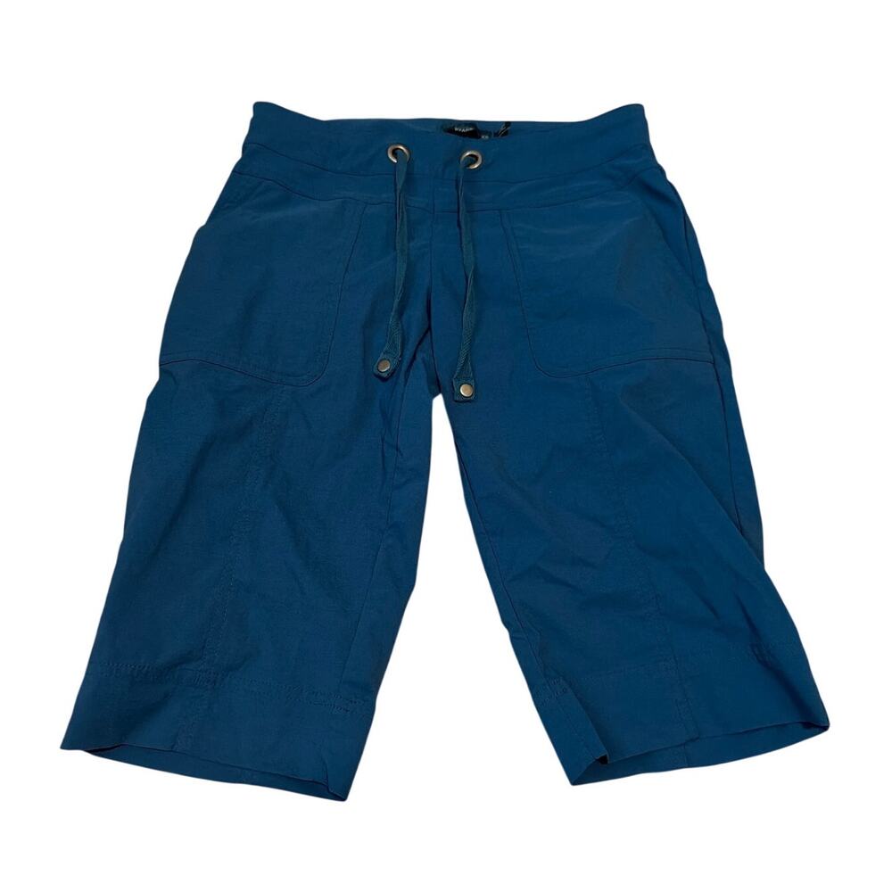 prAna Bliss Knickers Bermuda Hiking Shorts Blue Teal Womens Size XS Excellent